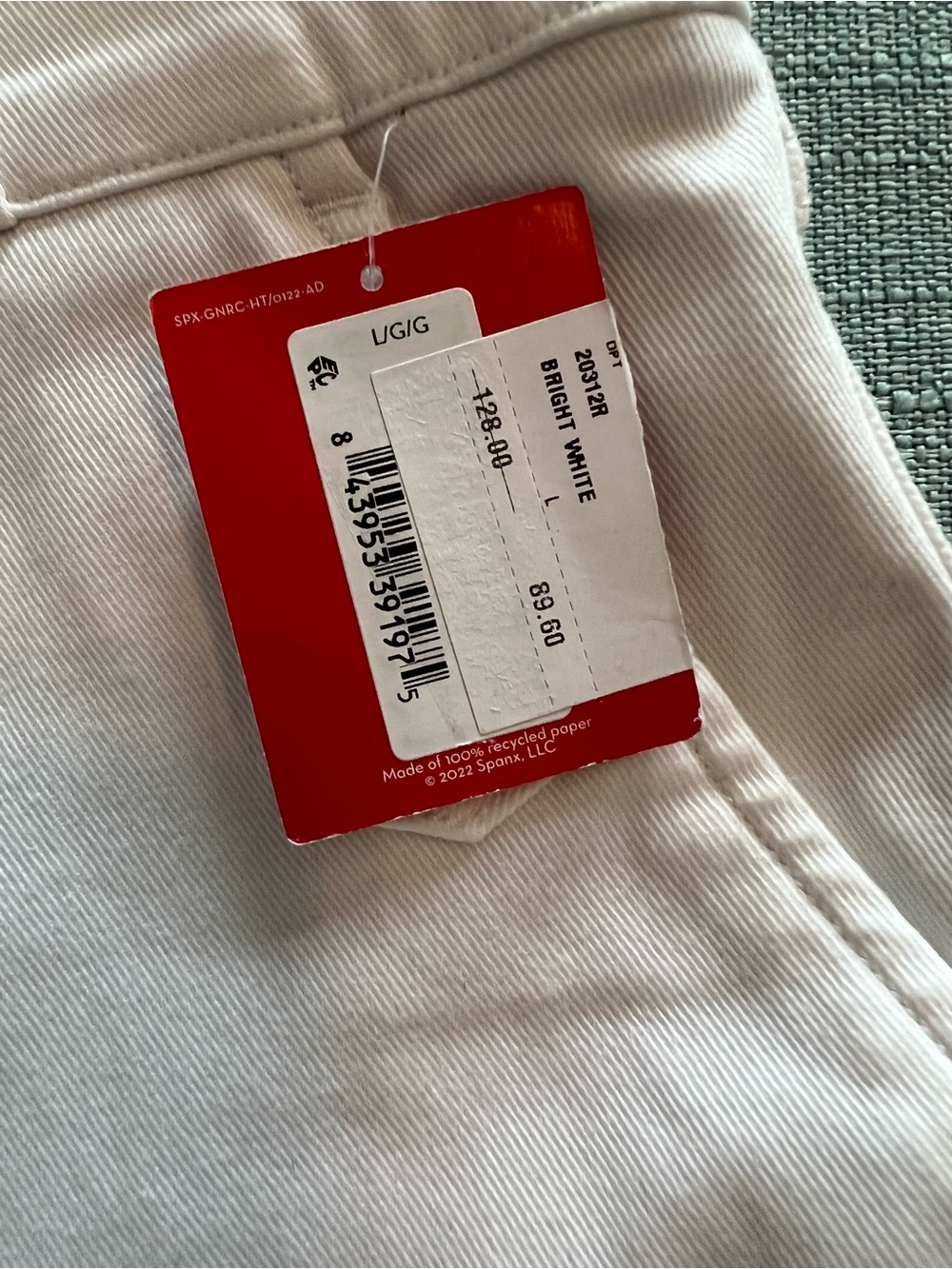 SPANX White Wide-Leg Cropped Twill Pants Size Large NWT - Picture 6 of 12